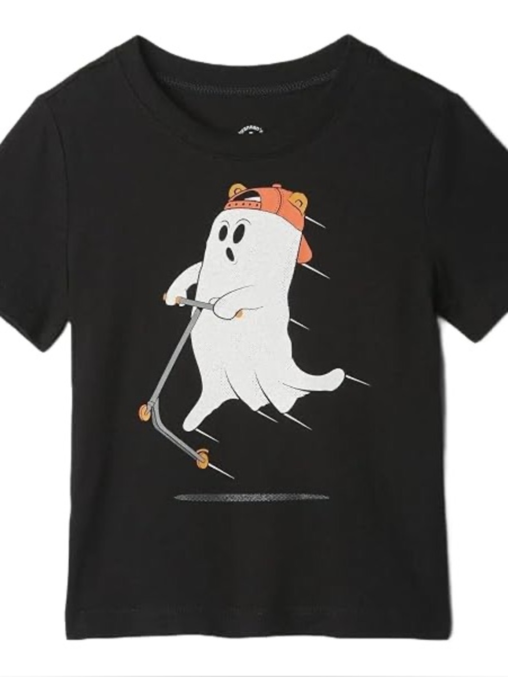 Baby Gap 5T Black Tee with White Ghost on Scooter Graphic